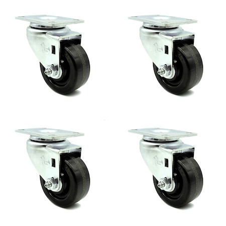 Service Caster 3 Inch Phenolic Wheel Swivel Top Plate Caster Set SCC-20S314-PHR-TP2-4